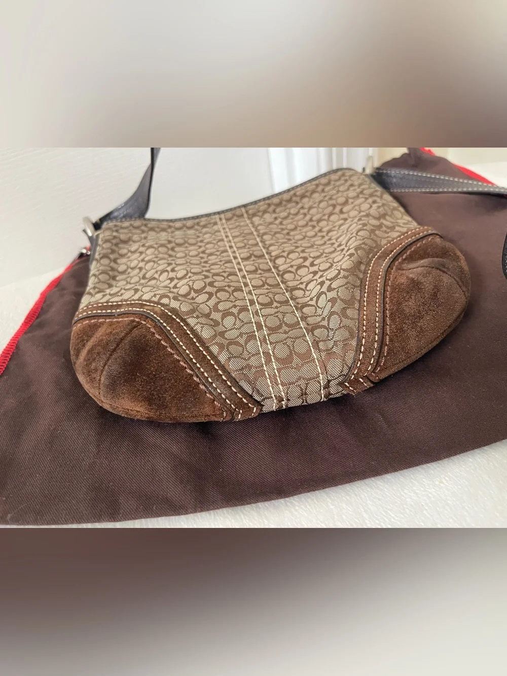 Coach Vintage Tan Brown Signature Crossbody Bag